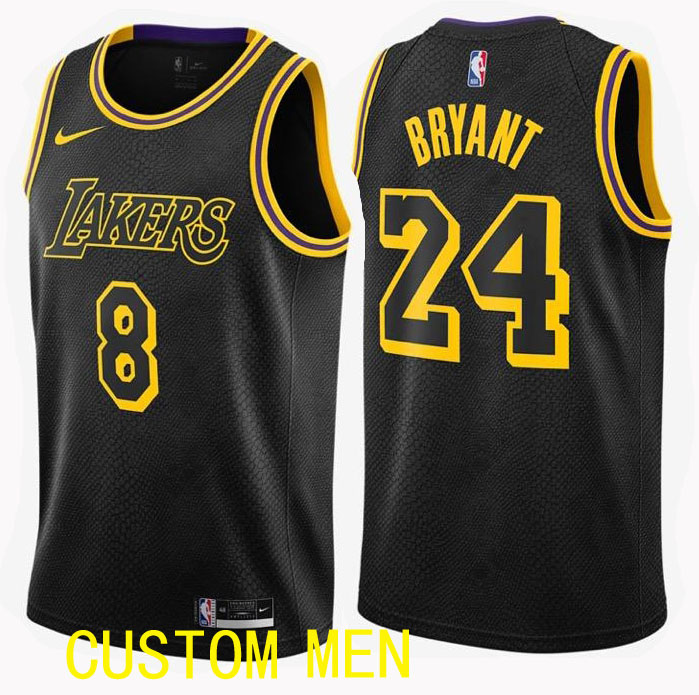 Custom Men Los Angeles Lakers #8 Bryant Black and back of number 24 NBA Jerseys->miami dolphins->NFL Jersey